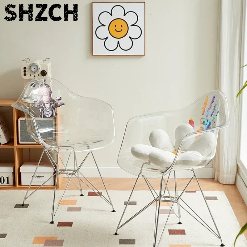 Interior Design High End - เก้าอี้รับประทานอาหารอะคริลิกใส Artist's Choice เก้าอี้ดีไซน์ระดับไฮเอนด์ เหมาะสำหรับช่างแต่งหน้า เฟอร์นิเจอร์ตกแต่งภายในที่มีสไตล์