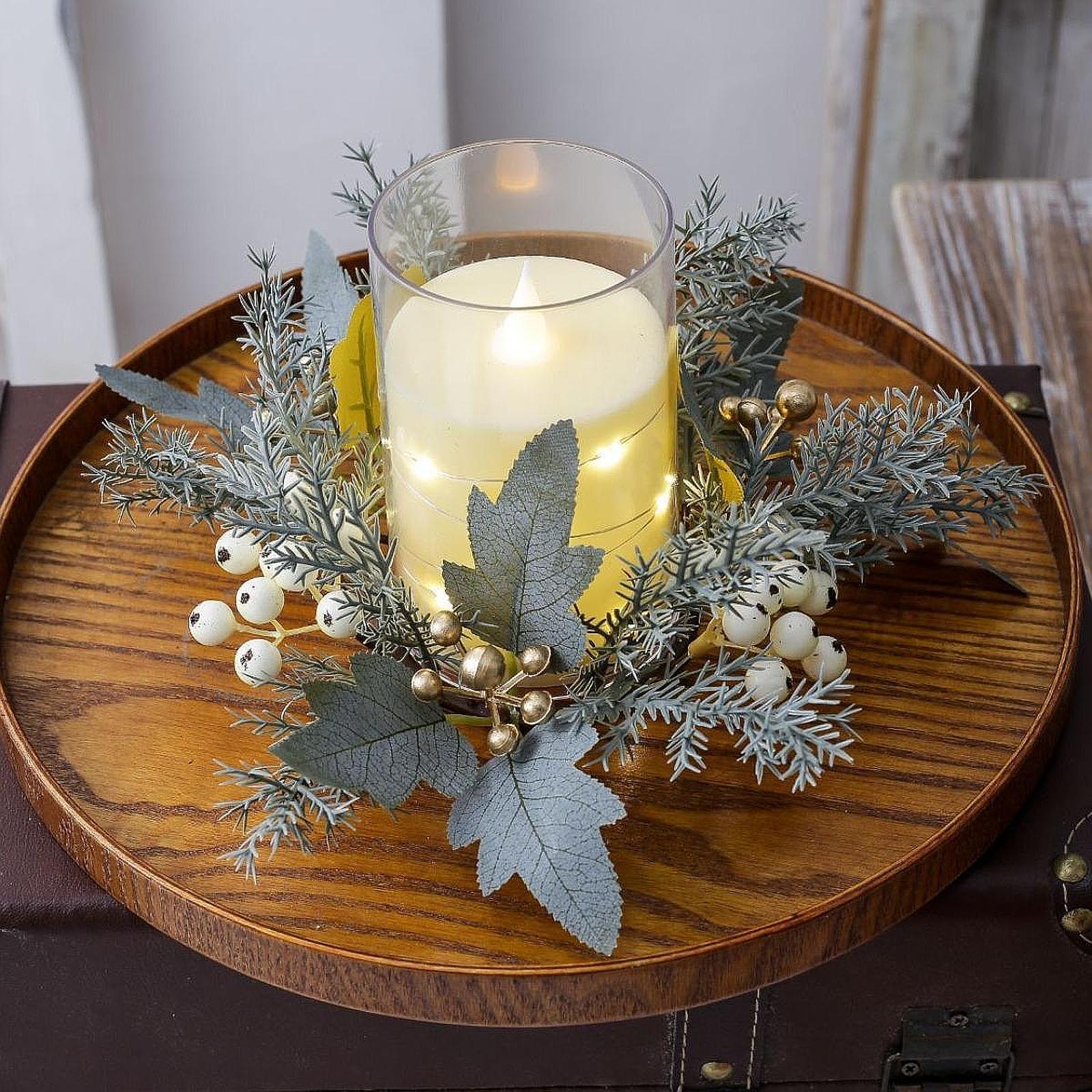 พวงมาลัยเทียนดอกไม้ประดิษฐ์ทำม - Candle Holder Decor บทวิจารณ์และราคา