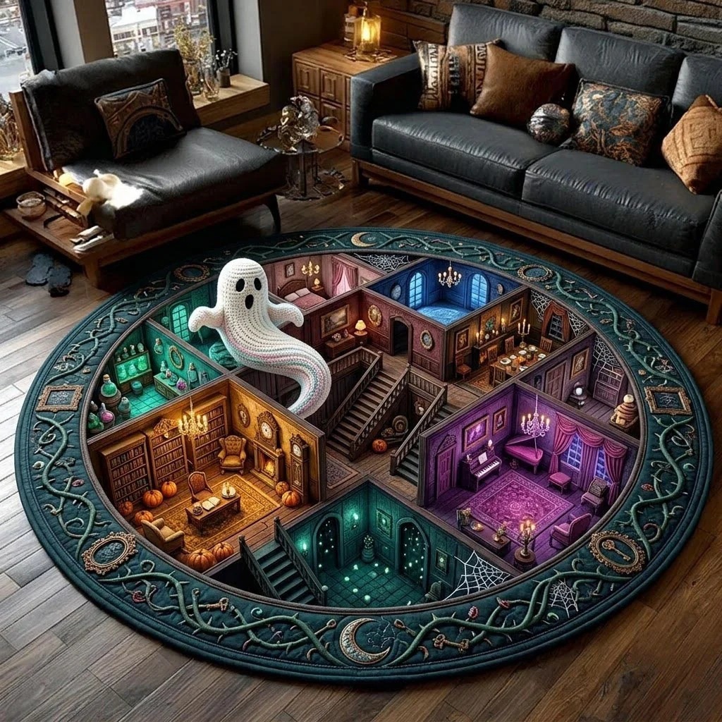 พรมกลมลาย 3D บ้านตุ๊กตาผีฮาโลว - Area Rug บทวิจารณ์และราคา