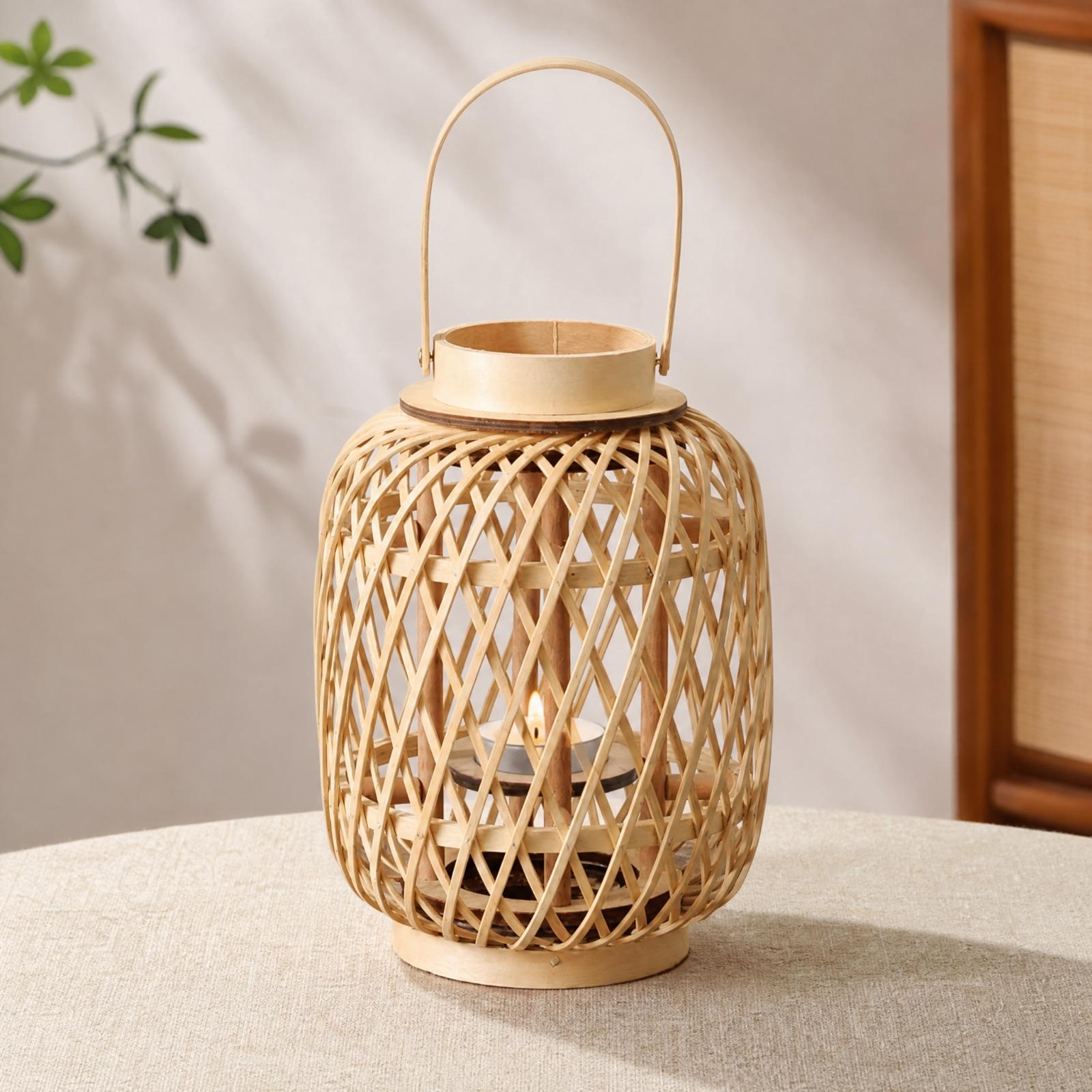 เชิงเทียนโคมไฟไม้ไผ่ ถักมือ ลา - Candle Holder Decor บทวิจารณ์และราคา