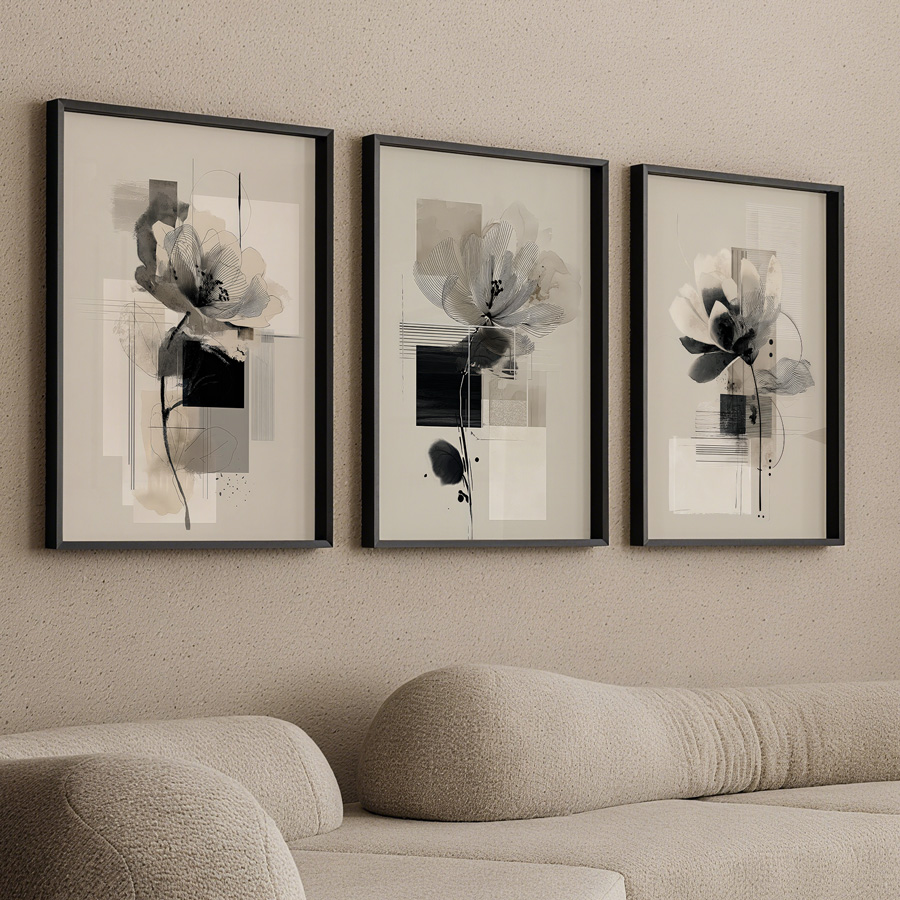 3 ชิ้น/ชุด ภาพวาดศิลปะดอกไม้สม - Abstract Canvas Set บทวิจารณ์และราคา