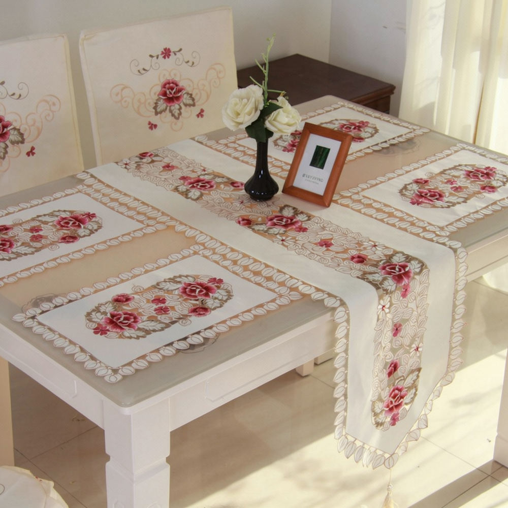 ผ้าปูโต๊ะลายดอกไม้ปักสุดหรู สไ - Table Runner บทวิจารณ์และราคา